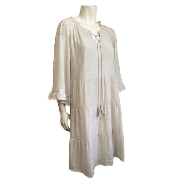 NAÏF Three-Tier Ivory Rayon Babydoll Prairie Dress Women’s Size Large NWT - Picture 4 of 17